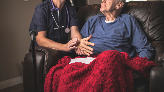 a man gets hospice care at home