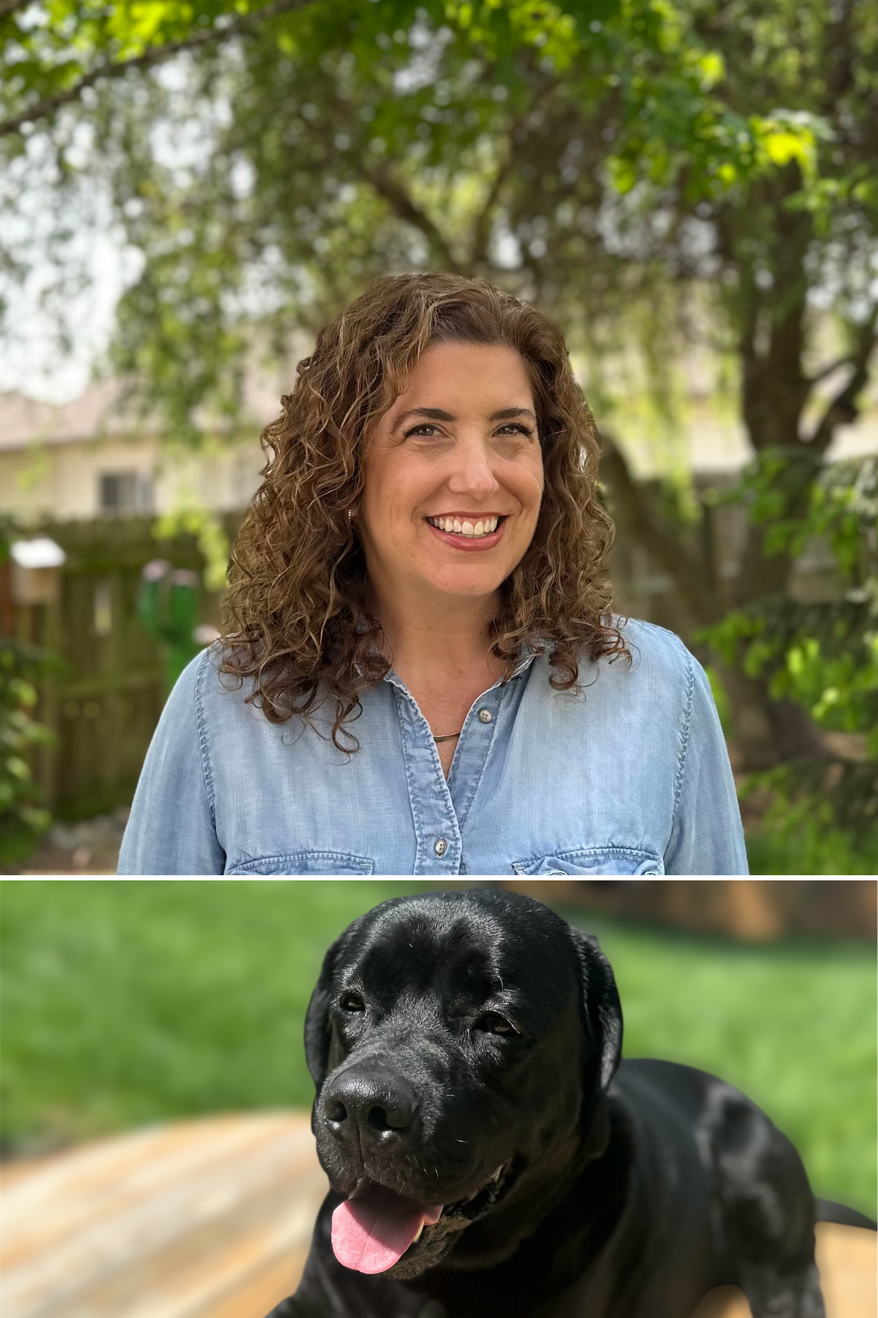 Monica Korba, Columbia, MO hospice director and Mars, her facility dog
